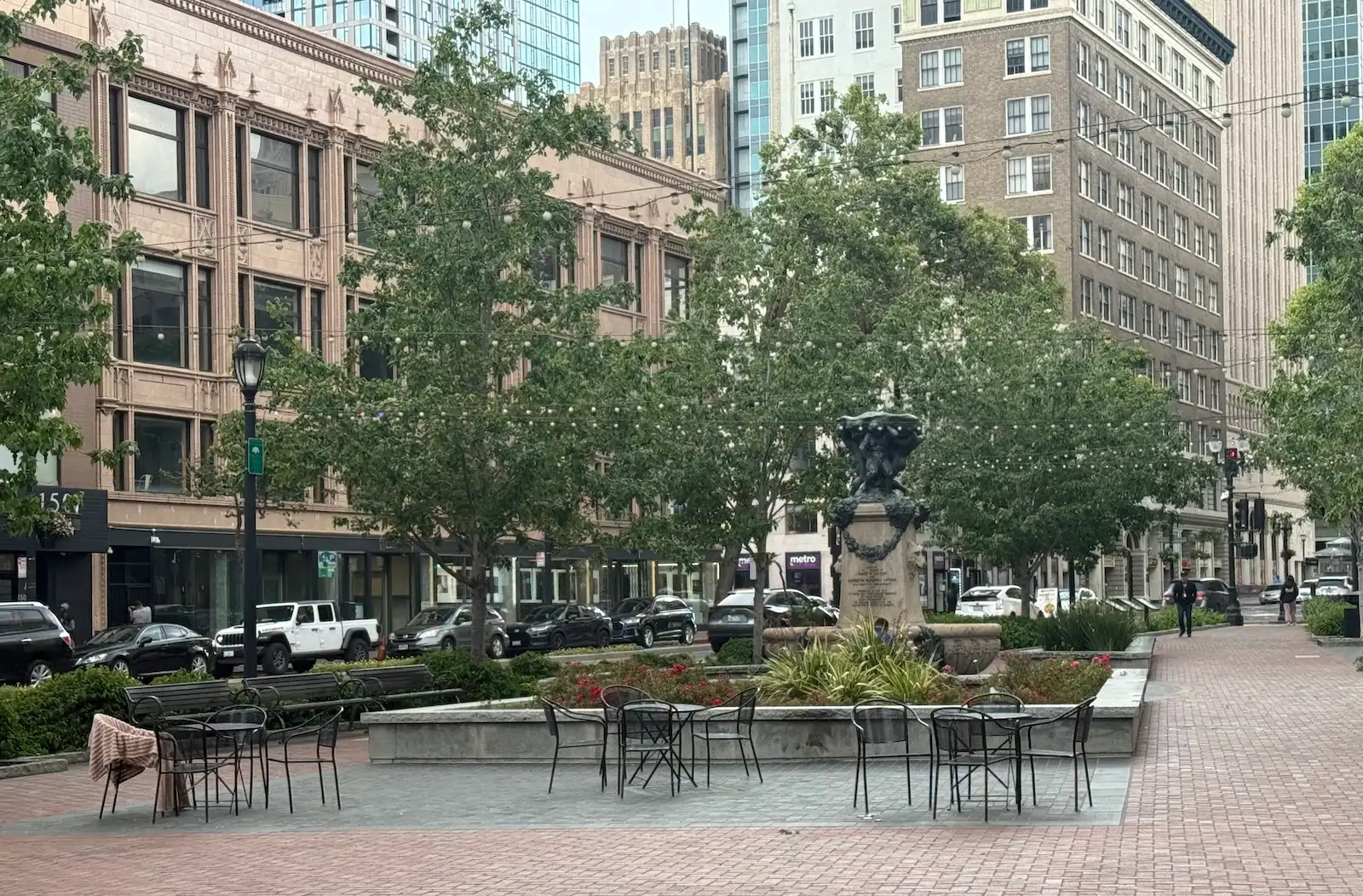 Downtown Oakland commercial district edge near the central business core